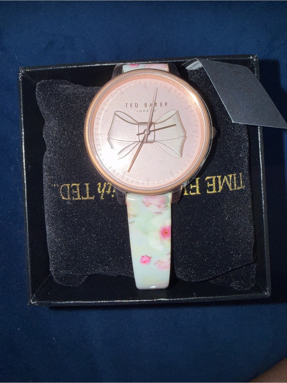 Ted Baker Rose Gold Dial Watch with Pastel Floral Strap